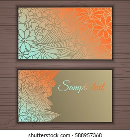 Colorful floral ornamental business card element