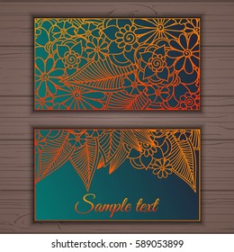 Colorful floral ornamental business card element