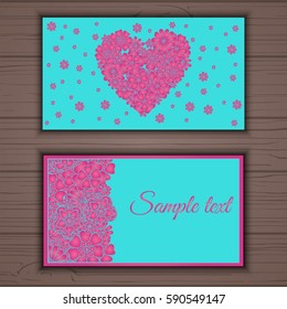 Colorful floral ornamental business card element
