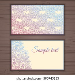 Colorful floral ornamental business card element
