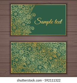 Colorful floral ornamental business card element