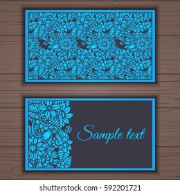 Colorful floral ornamental business card element