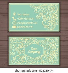 Colorful floral ornamental business card element
