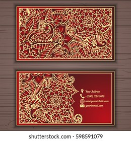 Colorful floral ornamental business card element
