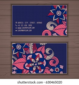 Colorful floral ornamental business card element