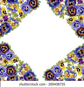 Colorful floral pansy seamless pattern on white background vector