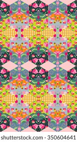 Colorful floral patchwork. Seamless quilting design. Vector illustration. 