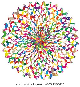 Colorful floral pattern. Abstract line artwork. Vibrant radial design. Vector geometric shape.