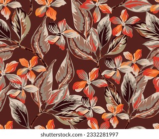 Colorful floral pattern. Autumn floral background. Floral pattern, perfect for decoration and fabrics