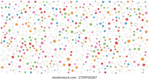 Fundo de padrão floral colorido com uma variedade de flores em diferentes cores e tamanhos, criando um design vibrante e alegre perfeito para projetos de primavera ou verão