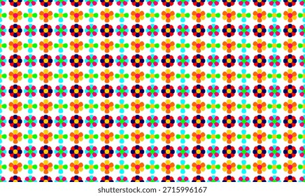 Farbiges Blumenmuster. Heller floraler Hintergrund. Verspieltes Blumendesign. Lebhaftes Blumenmuster. Süße bunte Blumen.