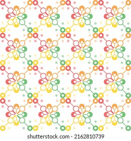 
Colorful floral pattern with circles.