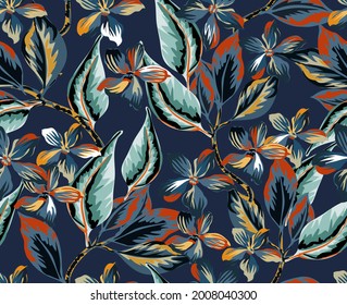 Colorful floral pattern. Dark background floral pattern. Floral pattern, perfect for decoration and fabrics