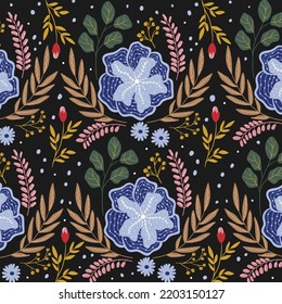 Colorful floral pattern design for background, fabric, etc