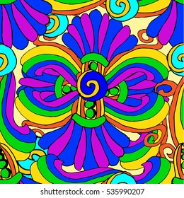 Colorful floral pattern drawing on white background