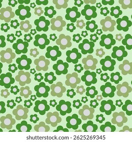 Colorful floral pattern featuring flowers on a light background, creating a playful and cheerful design, suitable for decorative purposes, wallpapers, or textile applications.