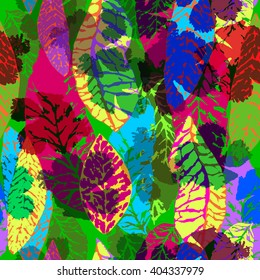 Colorful floral pattern foliage backdrop. Tropical leaves and flowers background with effect