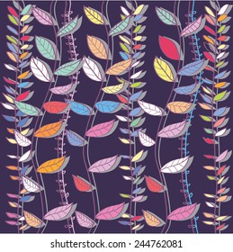 Colorful floral pattern with leaves