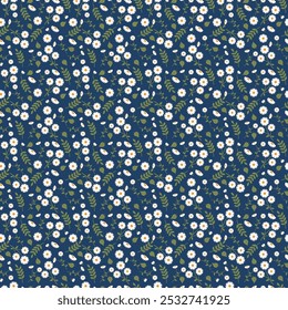 Patrón floral colorido con hojas - lindas flores Pequeñas sobre fondo transparente