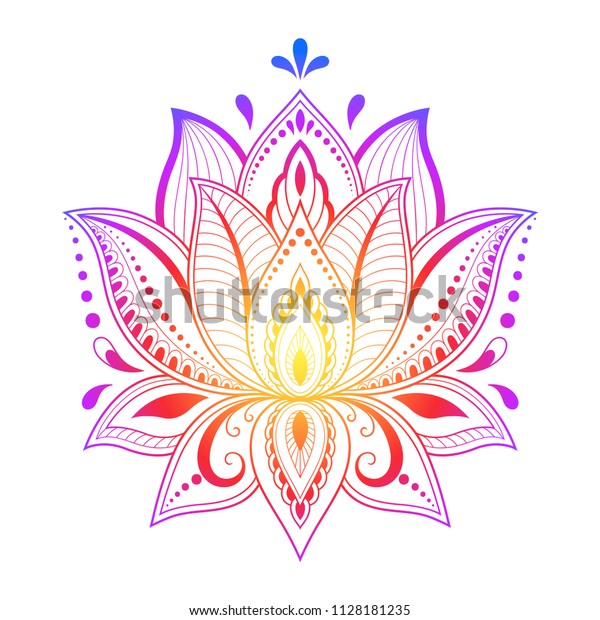 Colorful Floral Pattern Mehndi Henna Drawing Stock Vector Royalty Free 1128181235