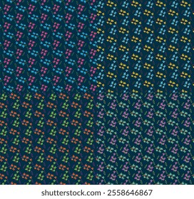 Colorful Floral Pattern on Dark Background – Seamless Decorative Design