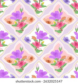 Colorful floral pattern on white background