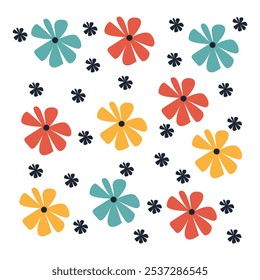 Colorful Floral Pattern with Repeating Flowers
