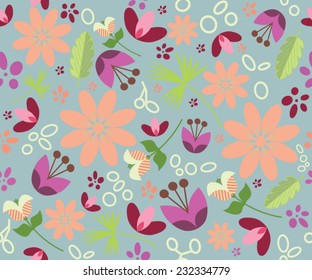 Colorful Floral Pattern - Seamless Vector