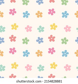 Colorful floral pattern with tiny flower doodles, vector background