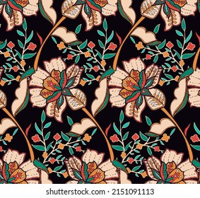 Colorful floral pattern with traditional style design, persian pattern of floral motifs, suitable for clothing textile and wallpaper design