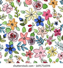 colorful floral pattern unfit outlines