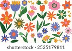 Colorful Floral Pattern. Vibrant Springtime Flowers
