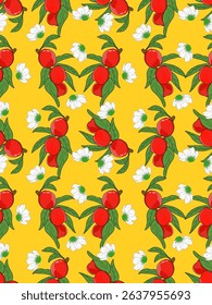 Colorful floral pattern, white isolate background