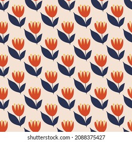 Colorful floral print, seamless pattern. Seamless illustration on a white background.