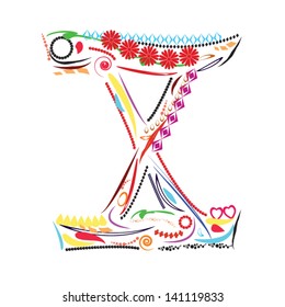 Colorful Floral Roman Numeral Ten