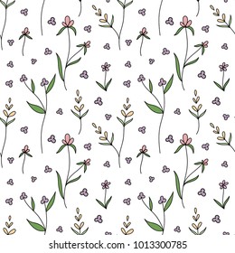 Colorful Floral Seamless Background Pattern. Hand drawn vector, suitable for digital, paper and fabric designs