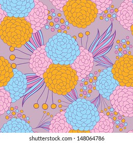 Colorful floral seamless background pattern. Wallpaper, pattern fills, web page background,surface textures, textile design template. Vector illustration
