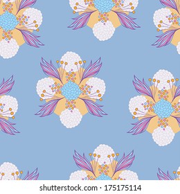 Colorful floral seamless background pattern. Vector illustration