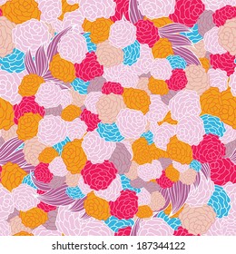 Colorful floral seamless background pattern. Wallpaper, pattern fills, web page background,surface textures, textile design template. Vector illustration