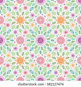 colorful floral seamless background pattern, spring theme