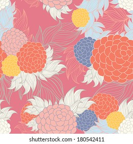 Colorful floral seamless background pattern.Wallpaper, pattern fills, web page background,surface textures, textile design template. Vector illustration