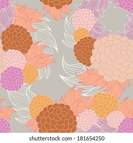 Colorful floral seamless background pattern.Wallpaper, pattern fills, web page background,surface textures, textile design template. Vector illustration