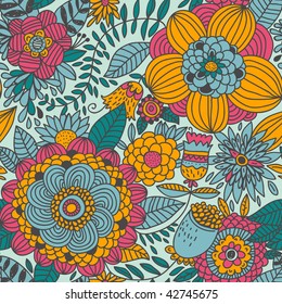 Colorful floral seamless pattern