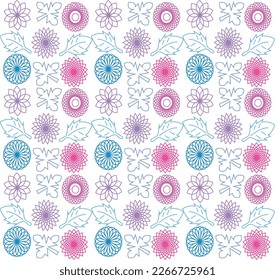 Colorful floral seamless pattern with abstract shape