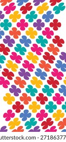 Colorful floral seamless pattern background. Daisy flowers and clover leaves