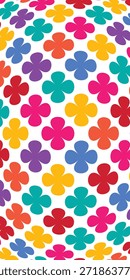 Colorful floral seamless pattern background. Daisy flowers and clover leaves