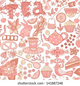 Colorful floral seamless pattern in cartoon style. Seamless pattern can be used for wallpaper, pattern fills, web page background,surface textures. Gorgeous seamless floral background