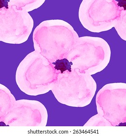 Colorful floral seamless pattern drawing of watercolor. Spring or summer design for invitation, wedding or greeting cards, fabric, wrapping