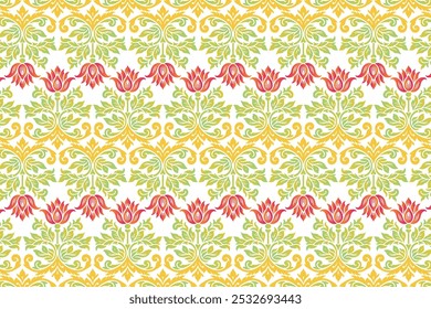 Colorful Floral Seamless Pattern with Elegant Blossoms and Lush Leaves Watercolor Design Perfect for Fashion Textiles Vintage Wallpaper and Fabric Projects