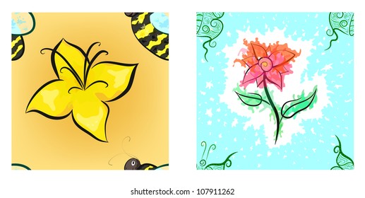 Colorful floral seamless pattern eps 10 vector set